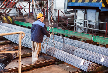 building armature are located in the warehouse of metallurgical products. Element of the...