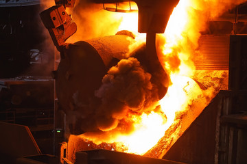 smelting of the metal in the foundry