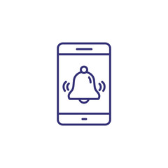 Mobile alarm line icon. Phone, device, signal, timer. Time concept. Can be used for topics like morning, app design, notification