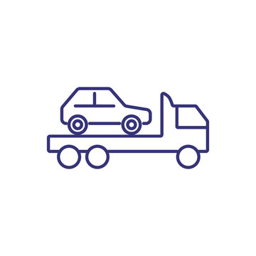 Tow truck line icon. Vehicle, wrecker, emergency. Car service concept. Can be used for topics like breakdown, accident, roadside assistance, no parking