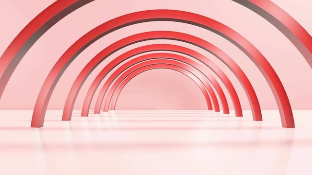 Set of different 3D tunnel fashion object on pastel background. 7 different color combination.