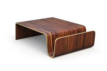 Modern rectangular wooden coffee table. 3d render