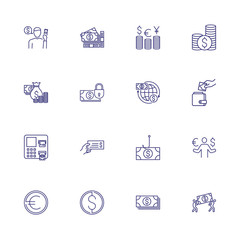 Making money icons. Set of line icons. Banknote, transaction, coin. Banking concept. Vector illustration can be used for topics like earning money, currency, budget