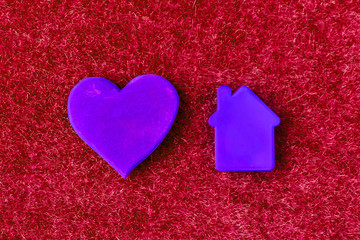 home heart purple red artificial hair.