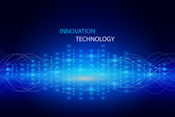 Futuristic communication and digital sound wave. Abstract data and innovation technology background. Vector Illustration.