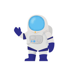 Astronaut in space suit waving with hand. Character, exploration, spaceman.Can be used for topics like cosmos, astrology, sci-fi