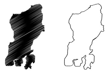 Muna Island (Subdivisions of Indonesia, Provinces of Indonesia) map vector illustration, scribble sketch Muna map