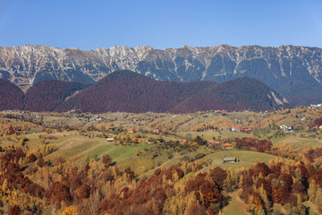 rural landscape near Piatra Craiului Mountains, Romania