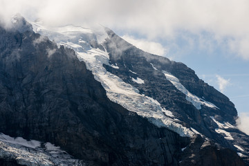 Close up view on Eiger glacier gletcherAlpine view on a clear summer day in Swiss Alps mountains