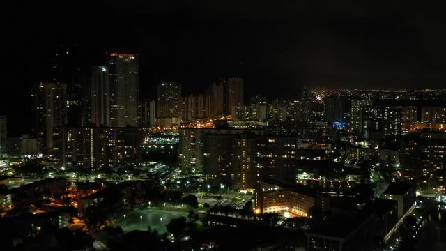 Aerial midnight city aerial video