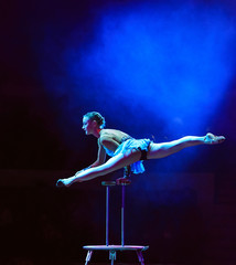 Performance of the acrobat girl in the circus.