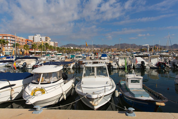 Fototapeta na wymiar Puerto de Mazarron Murcia Spain with boats and yachts in the marina