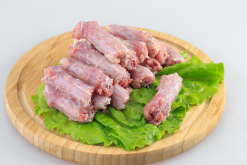 chicken neck on white background.