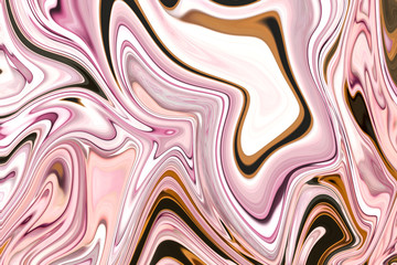 Liquify Abstract Pattern With LightPink, Coral, Black And Brown Graphics Color Art Form. Digital Background With Liquifying Flow.