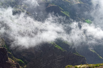 Scenic mountain ridge in a clouds.
