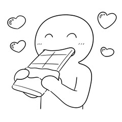 vector of man eating chocolate