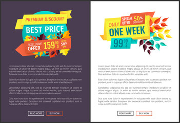 Premium Discount Posters Set Vector Illustration