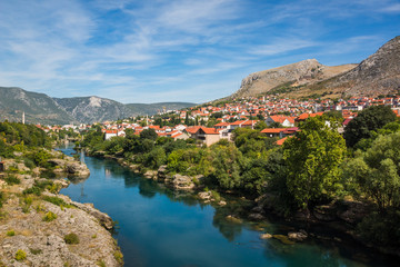 View on the Mostar city in Bosnia and Hercegovina