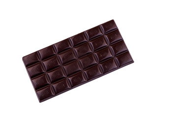 Dark chocolate bar isolated on white background