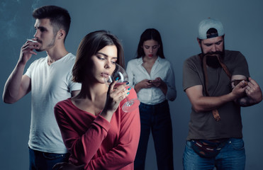 Woman alcohol addiction. Depressed and hopeless people. Girl drunk alcohol. Stop gambling addiction...