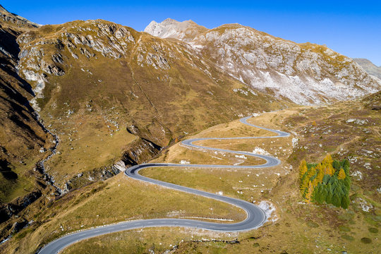 Switzerland, Grisons, Swiss Alps, Parc Ela, Julier pass, aerial view