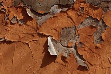 Old orange paint on a wall