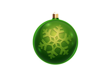 Green christmas ball isolated on white background. Christmas decorations, ornaments on the Christmas tree.