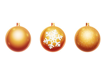 Collection of colorful christmas balls. White isolated. 3D render