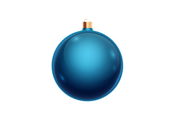 Blue christmas ball isolated on white background. Christmas decorations, ornaments on the Christmas tree.
