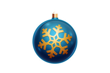 Blue christmas ball isolated on white background. Christmas decorations, ornaments on the Christmas tree.