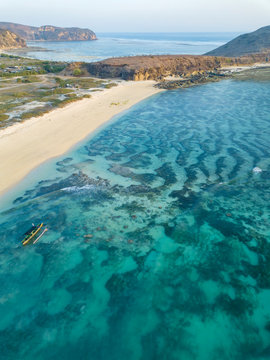 Indonesia, Lombok, Aerial view of beach