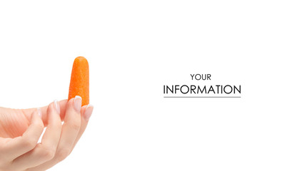 Small carrot in hand pattern on white background isolation