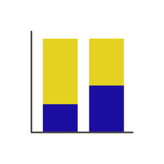 Fototapeta premium Vector 100% stacked column chart icon with blue and yellow segments 