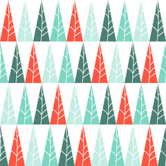 Seamless pattern with stylized coniferous forest. Vector illustration.