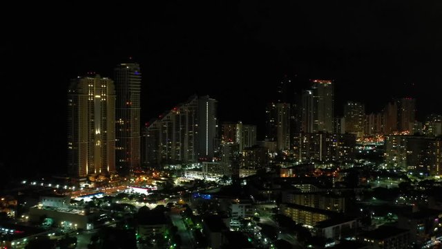 Night aerial Miami Beach Florida