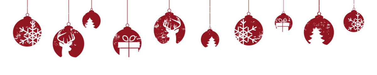 Weihnachten Christbaumkugel Banner rot - obrazy, fototapety, plakaty