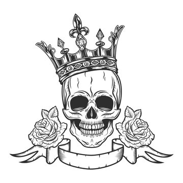 cool drawings of roses and skulls