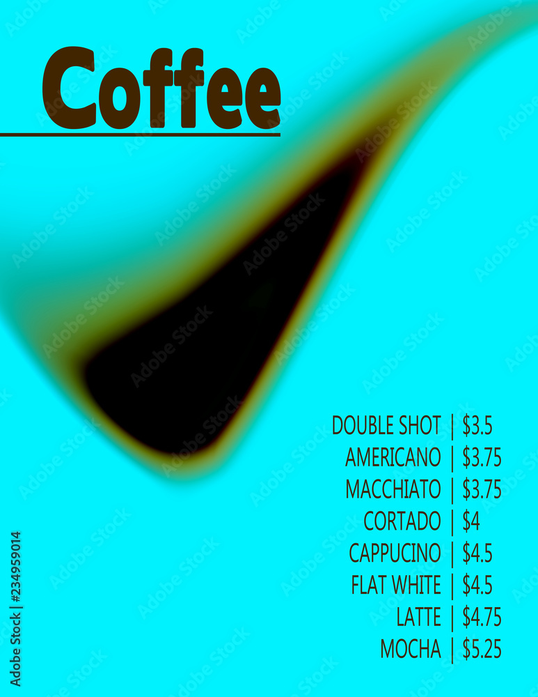 Poster Conceptual background with blurred shape for a coffee menu. Vector graphic template