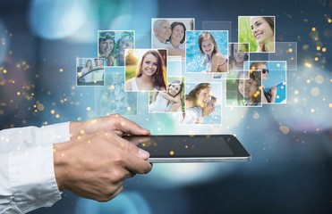 Business man hands holding digital tablet