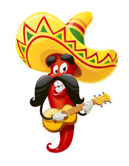 Character for Cinco de Mayo celebration. Red pepper jalapeno