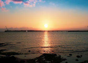 Sunlight, The sun rises over the sea of sunset background