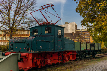 A lonely old locomotive in the Berlin inland port and freight station