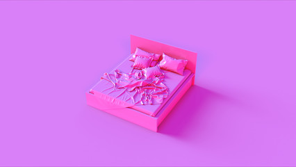 Pink Bed 3d illustration 3d rendering