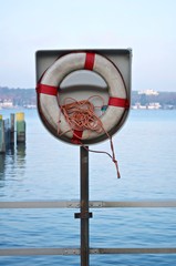 lifebuoy on the city promenade