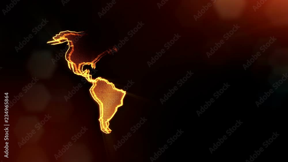 Aufkleber icon of america. background made of glow particles as vitrtual hologram. 3d seamless animation with 