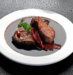 Filet mignon red wine sauce