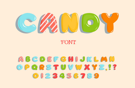 Stylized candy vector font. Vector illustration