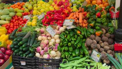Fruits and vegetables ready for sale
