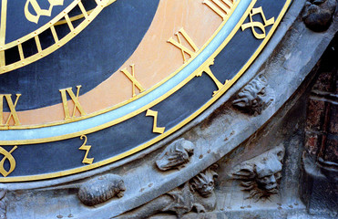 Detail of the Prague Astronomical Clock (Orloj) in the Old Town of Prague