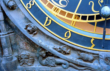 Detail of the Prague Astronomical Clock (Orloj) in the Old Town of Prague